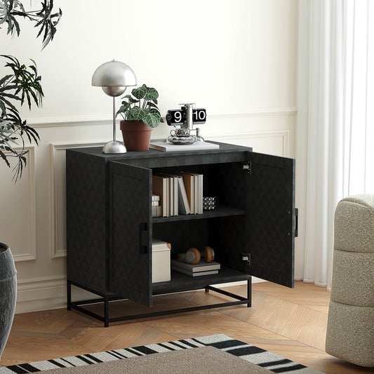 HOMCOM Modern Sideboard Freestanding Storage Cabinet With Adjustable Shelf And Two Doors For Living Room Black