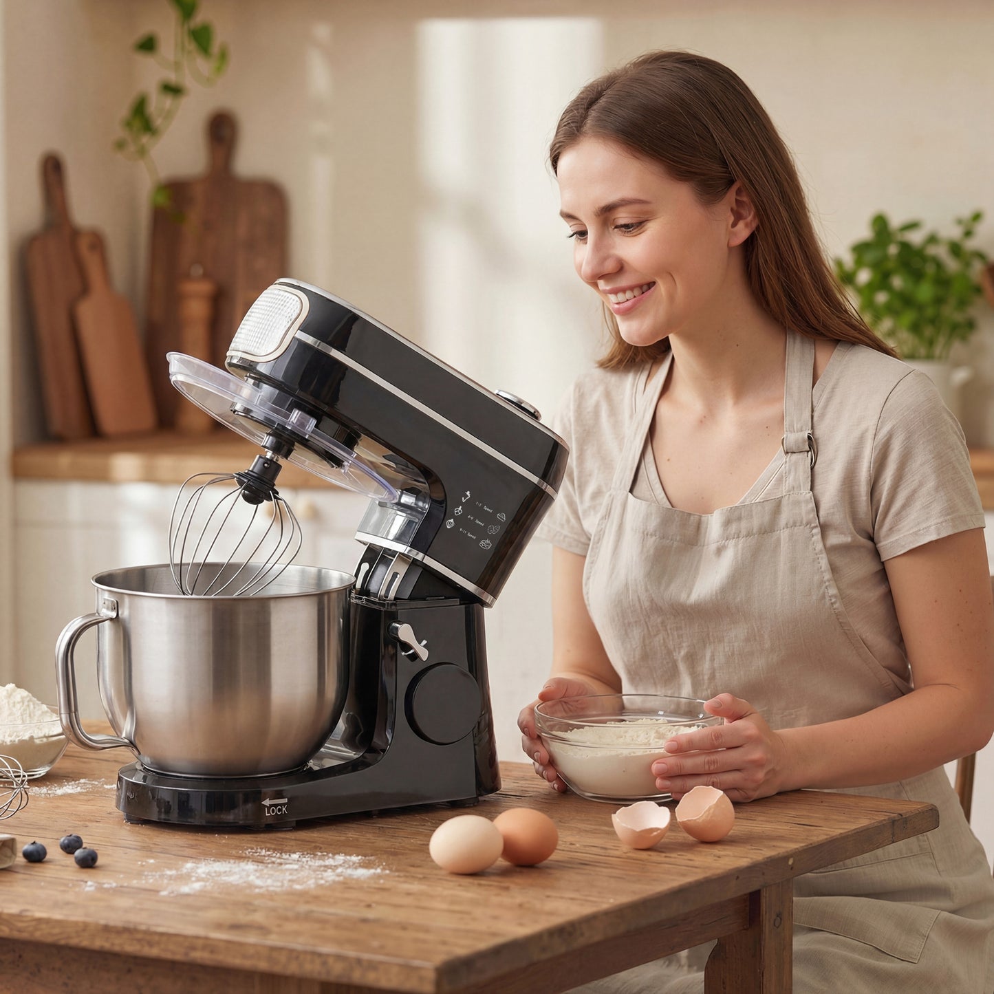 HOMCOM Stand Mixer 6L 1400W Tilt Head With 11 Speeds Pulse Fermentation Stainless Steel Bowl LED Display Black