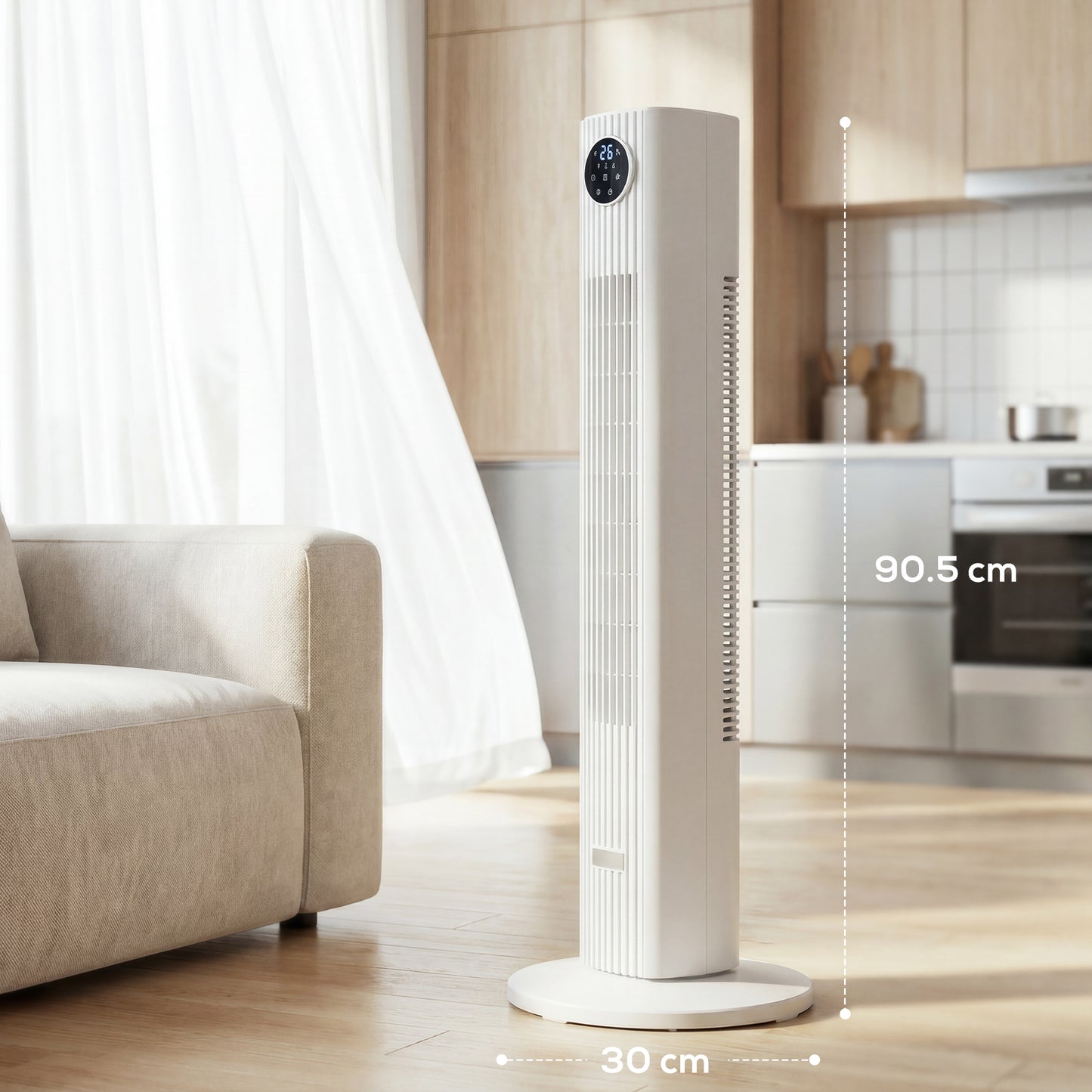 HOMCOM 36 Inch Quiet Tower Fan 28 dB With 12 Speeds 4 Modes 80 Degree Oscillation LED Display Remote Control