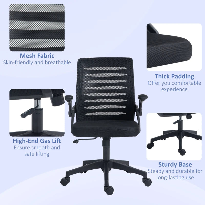 Vinsetto Black Adjustable Height Work Chair 44-53.5cm with Mesh Back - Ergonomic Office Seating - ALL4U RETAILER LTD