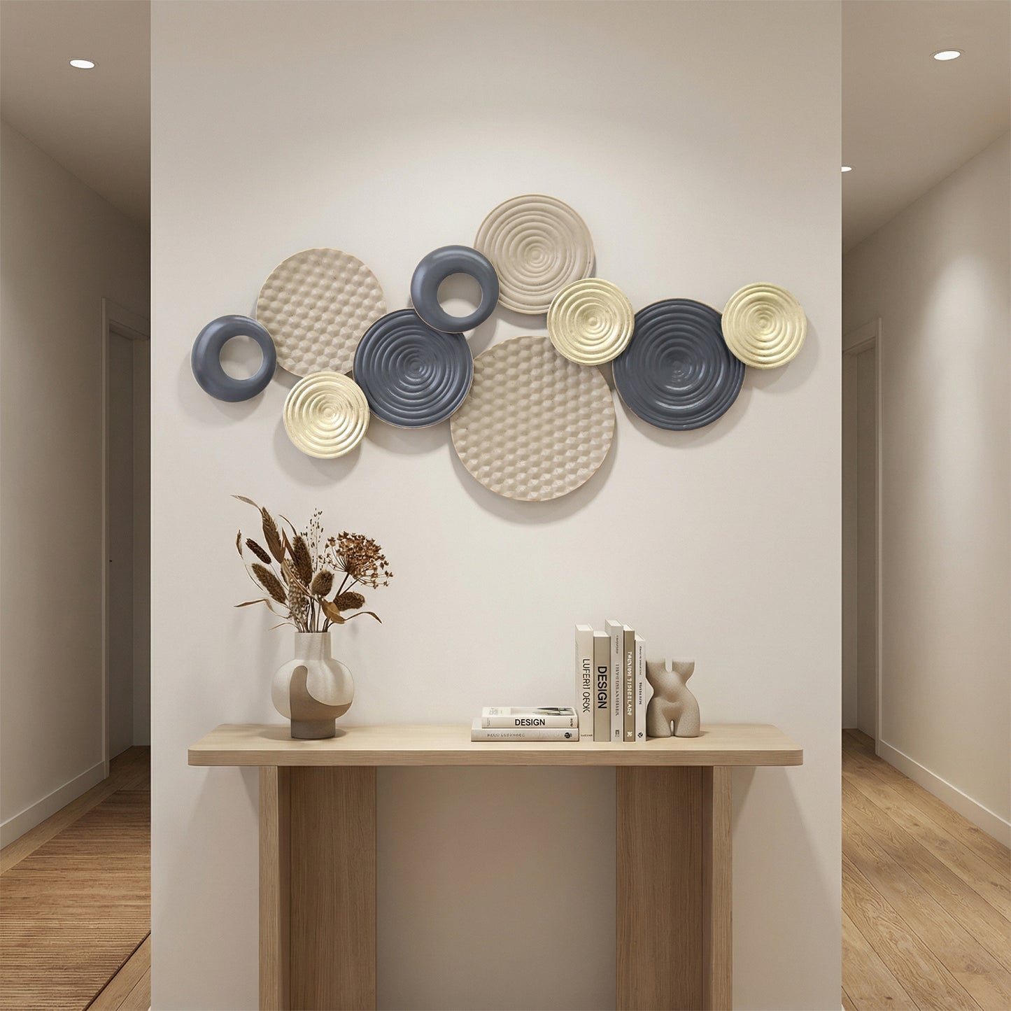 HOMCOM Metal Wall Art Modern Hanging Wall Decor With Multi Disc Design For Living Room Bedroom Dining Room