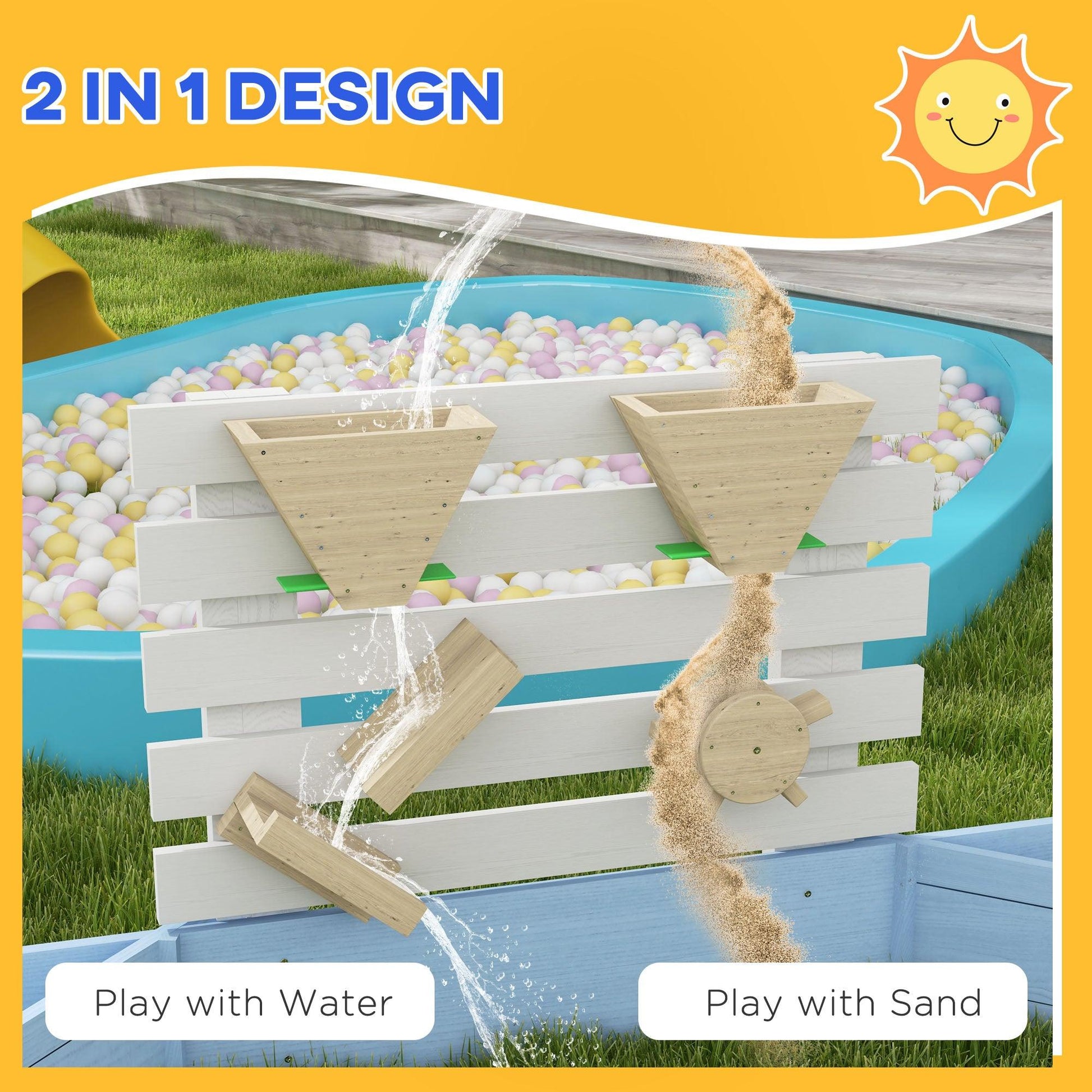 Outsunny Wooden Kids Sandbox with 6 Seats Blue - ALL4U RETAILER LTD