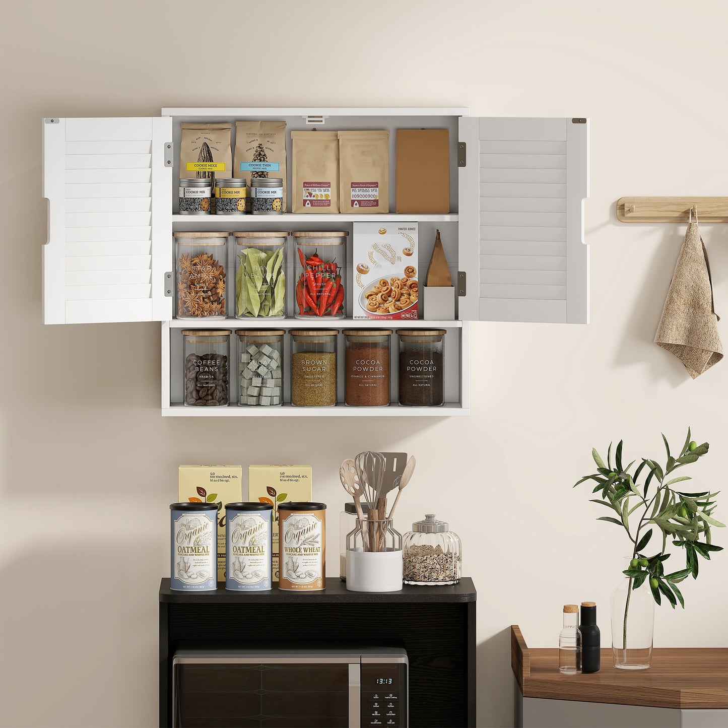 HOMCOM Wall Mounted Bathroom Cabinet With Adjustable Shelves White 60 x 20 x 60 cm