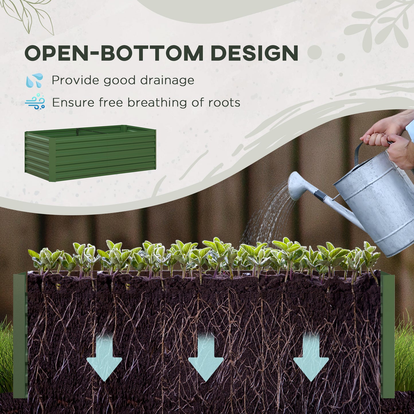 Outsunny Set of 2 Galvanised Steel Raised Garden Beds for Vegetables and Flowers - Outdoor Planters - ALL4U RETAILER LTD