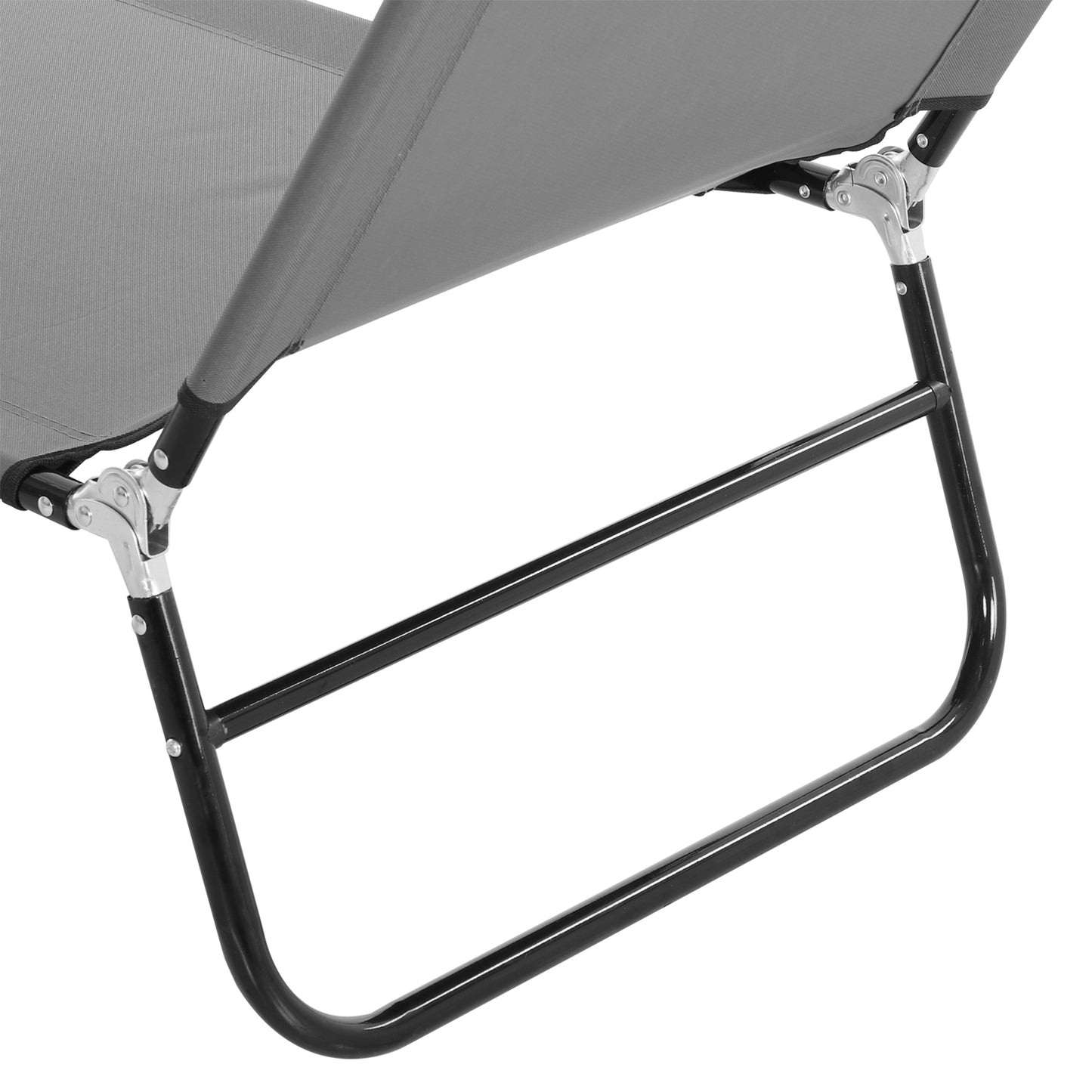 Outsunny Folding Sun Loungers Set Of 2 Five Position Adjustable Backrests Mesh Recliners For Beach And Patio Dark Grey