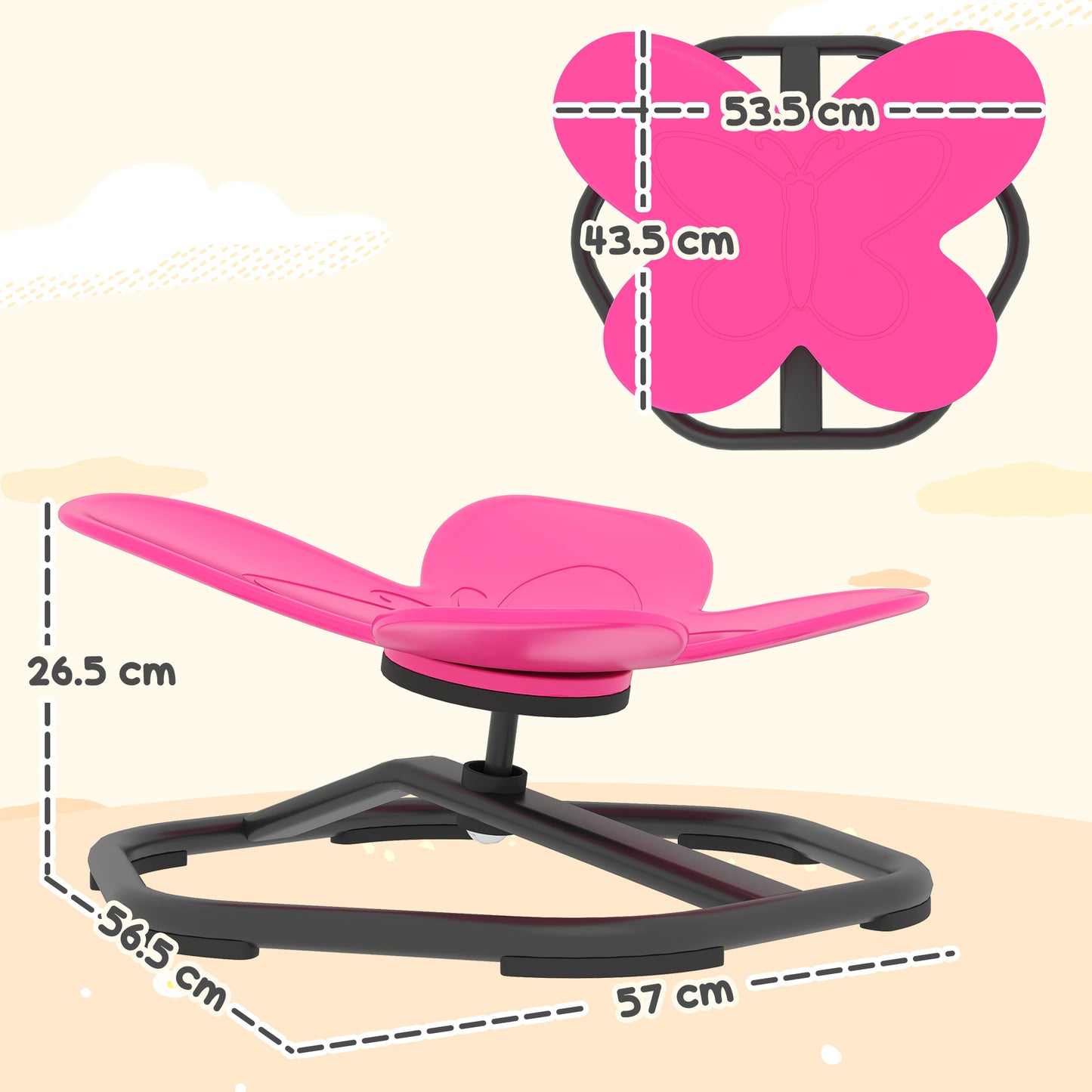 AIYAPLAY Butterfly-Shaped Kids Swivel Chair For Sensory Spinning Balance And Coordination Training Pink