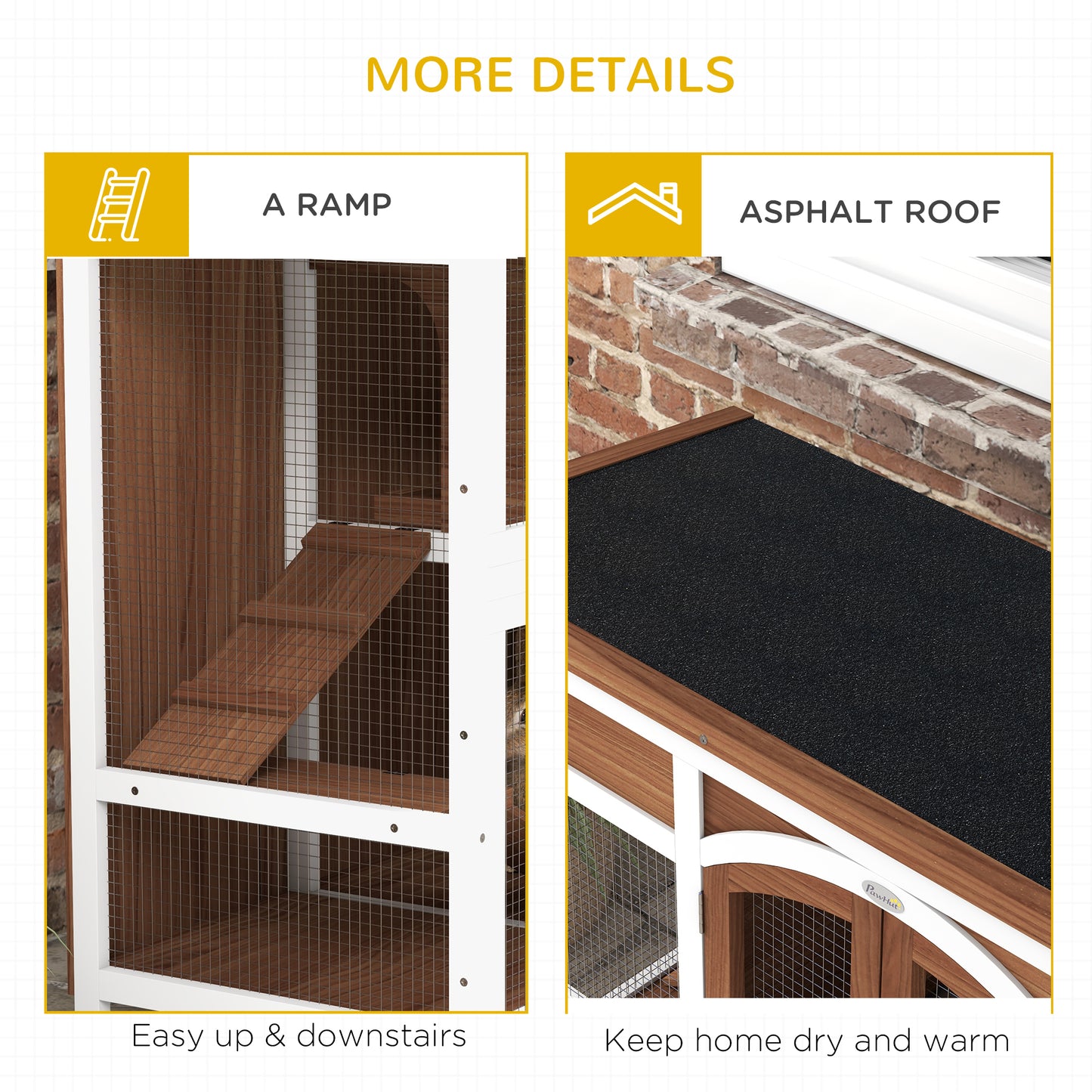 PawHut Double-Deck Wooden Guinea Pig House with Removable Roof and Easy Clean Tray - ALL4U RETAILER LTD