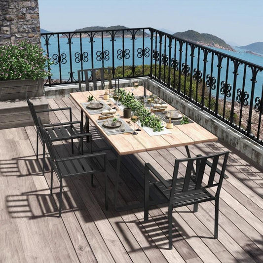 Outsunny 4 PCs Metal Slatted Design Patio Dining Chairs, Black Outdoor Furniture - ALL4U RETAILER LTD