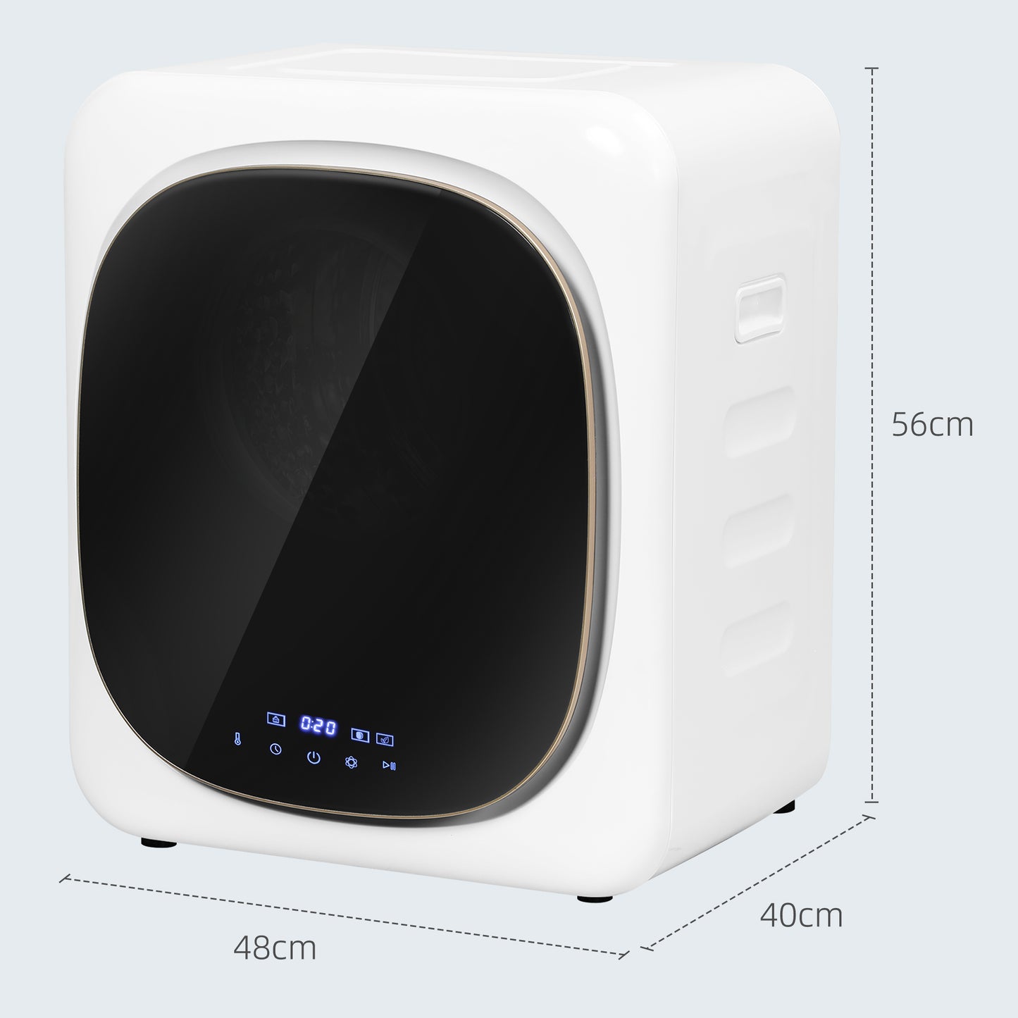 HOMCOM Compact Tumble Dryer With UV Sterilisation 4 Kg Capacity Quick Deodorisation Under 30 Minutes White