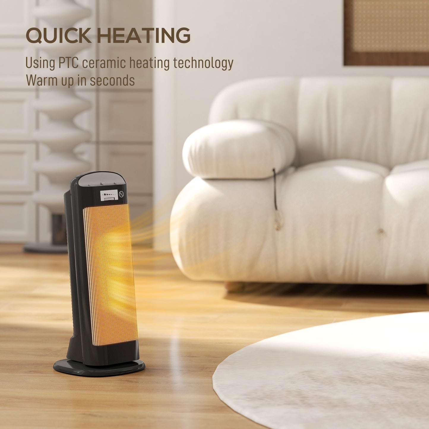 HOMCOM 2000W Ceramic Space Heater With 4 Modes Adjustable Thermostat 55 Degree Oscillation Tip Over Protection