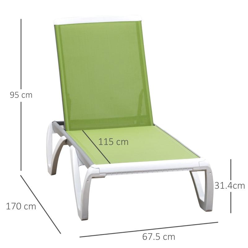 Outsunny Green Chaise Patio Lounge - 5-Level Adjustable Back for Ultimate Comfort - ALL4U RETAILER LTD