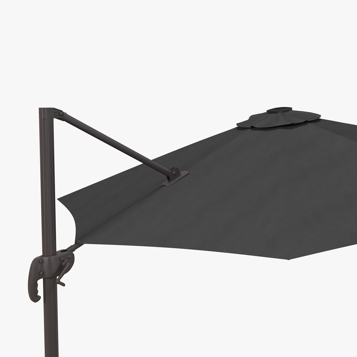 Outsunny Dark Grey 3m LED Cantilever Sun Umbrella with Solar Lights and Base for Outdoor Spaces - ALL4U RETAILER LTD