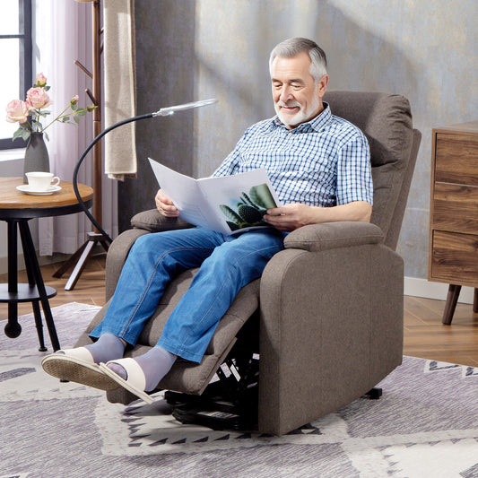 HOMCOM Electric Rise And Recline Armchair With Reading Light Brown Rises To 45 Degrees And Reclines To 135 Degrees
