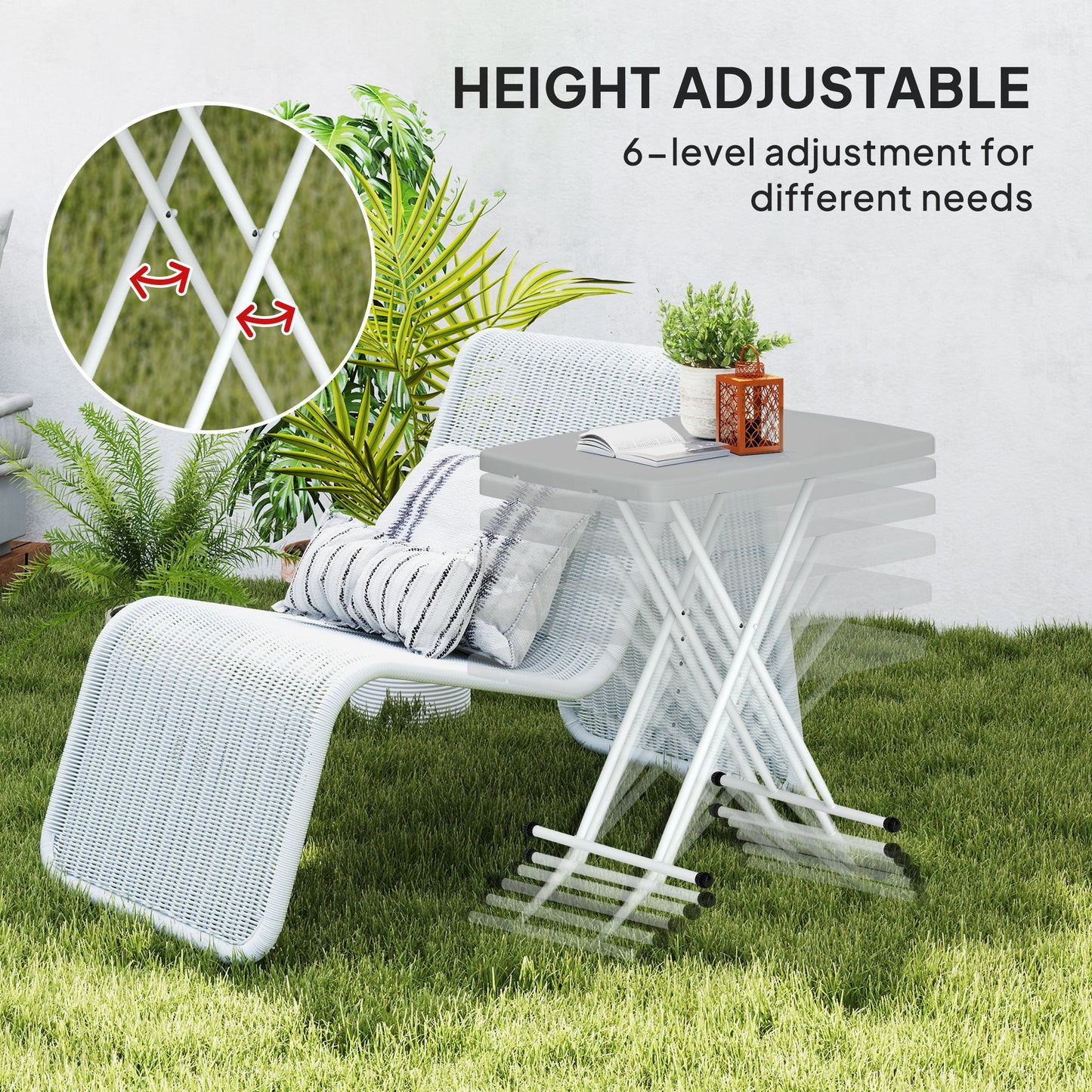 Outsunny Minimal Folding Outdoor Table For Camping And Picnics Grey And White Portable Lightweight
