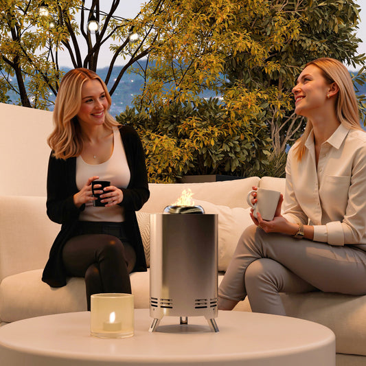 Outsunny Smokeless Fire Pit Stainless Steel 16x16cm Wood Or Pellet Fueled Poker For Garden Camping Silver Tone