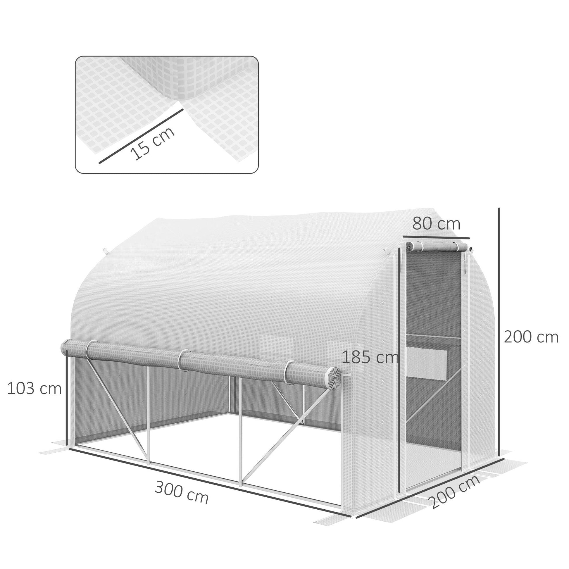 Outsunny 3 x 2m Walk-in Tunnel Greenhouse, Roll Up Sidewalls, Mesh Door - ALL4U RETAILER LTD