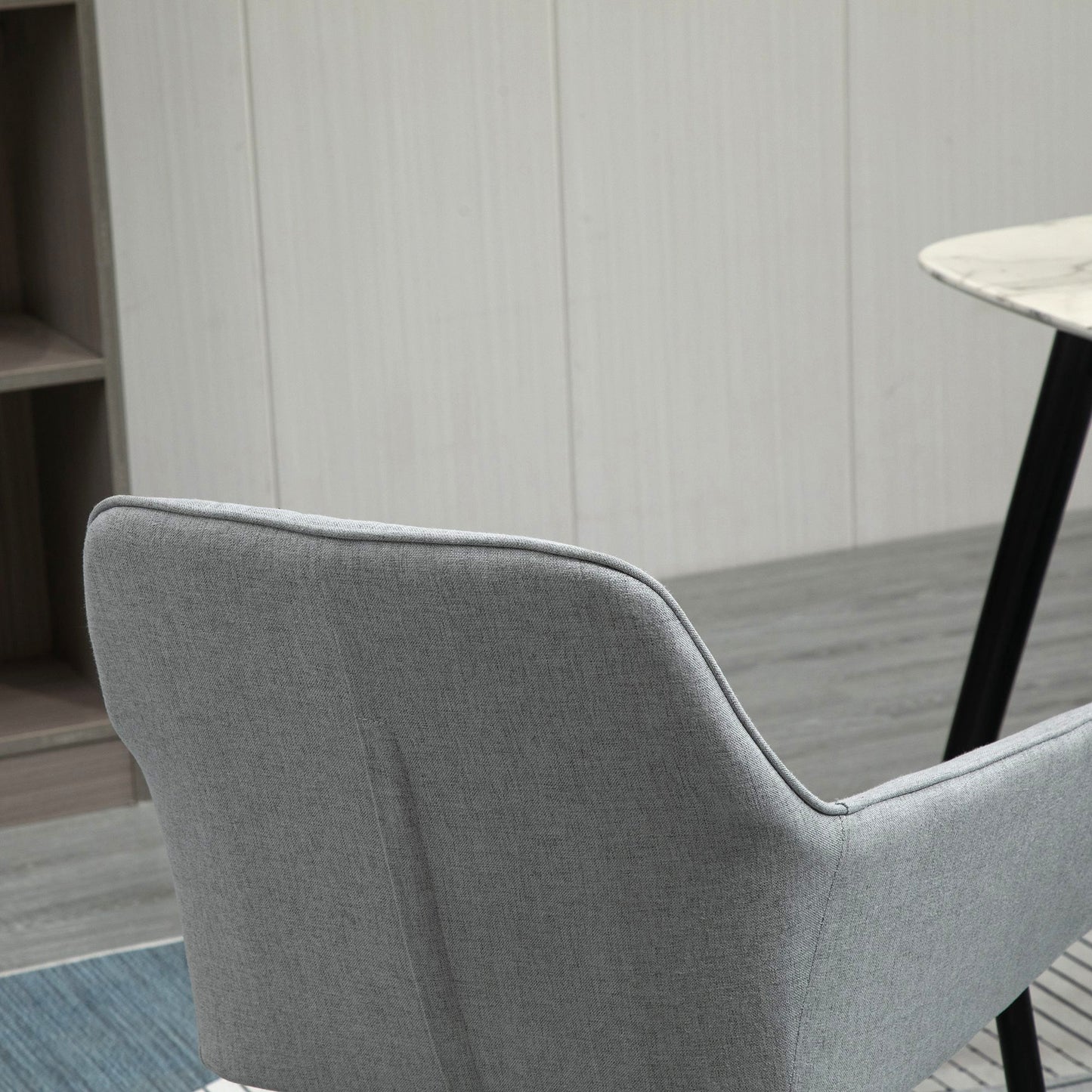 HOMCOM 4 Piece Dining Chair Set Upholstered Linen Fabric With Metal Legs Light Grey For Kitchen, Living Room, Dining Room