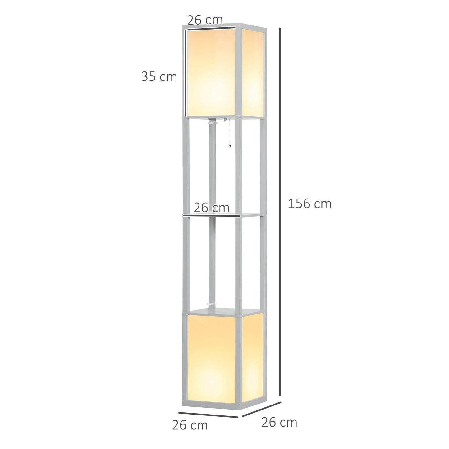 HOMCOM Contemporary Floor Lamp with Shelf and Dual Lighting, 156cm Tall, Grey - ALL4U RETAILER LTD