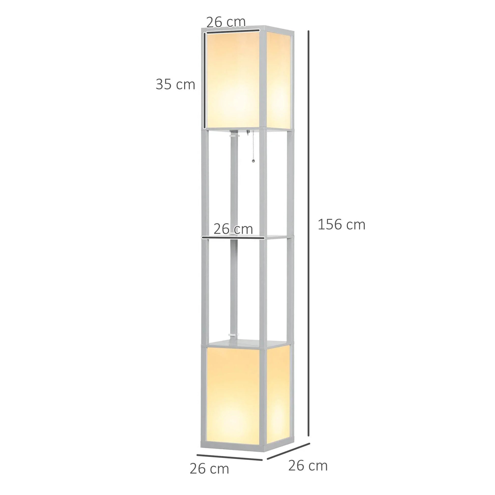 HOMCOM Contemporary Floor Lamp with Shelf and Dual Lighting, 156cm Tall, Grey - ALL4U RETAILER LTD