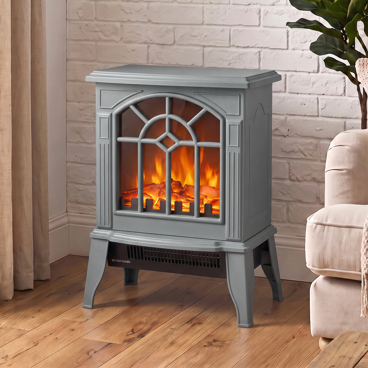 Freestanding Electric Log Burner Fireplace With Led Flames