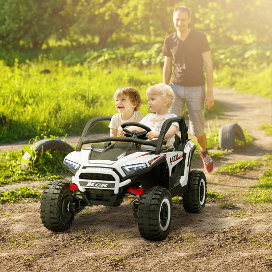 AIYAPLAY 2-Seater 24V Electric Ride-On Truck for Kids with Remote Control, Suspension, and Adjustable Speeds - White