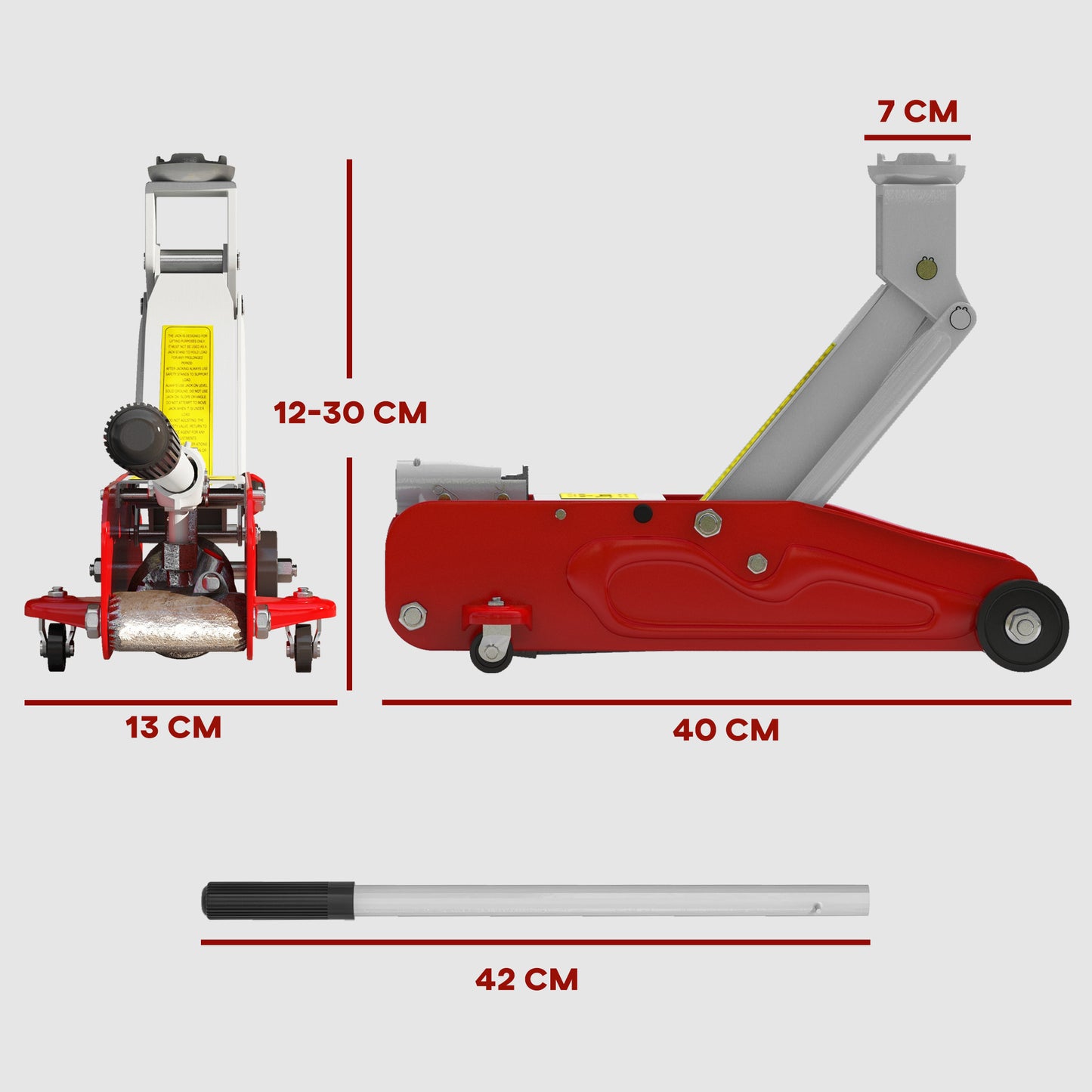 HOMCOM 2-Ton Hydraulic Low Profile Car Jack for Garage and Trailer Use, Red - ALL4U RETAILER LTD