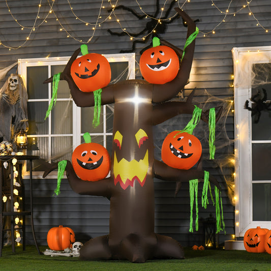 HOMCOM Giant 2.4m Halloween Inflatable Ghost Tree with 6 LED Lights for Yard Decor - ALL4U RETAILER LTD