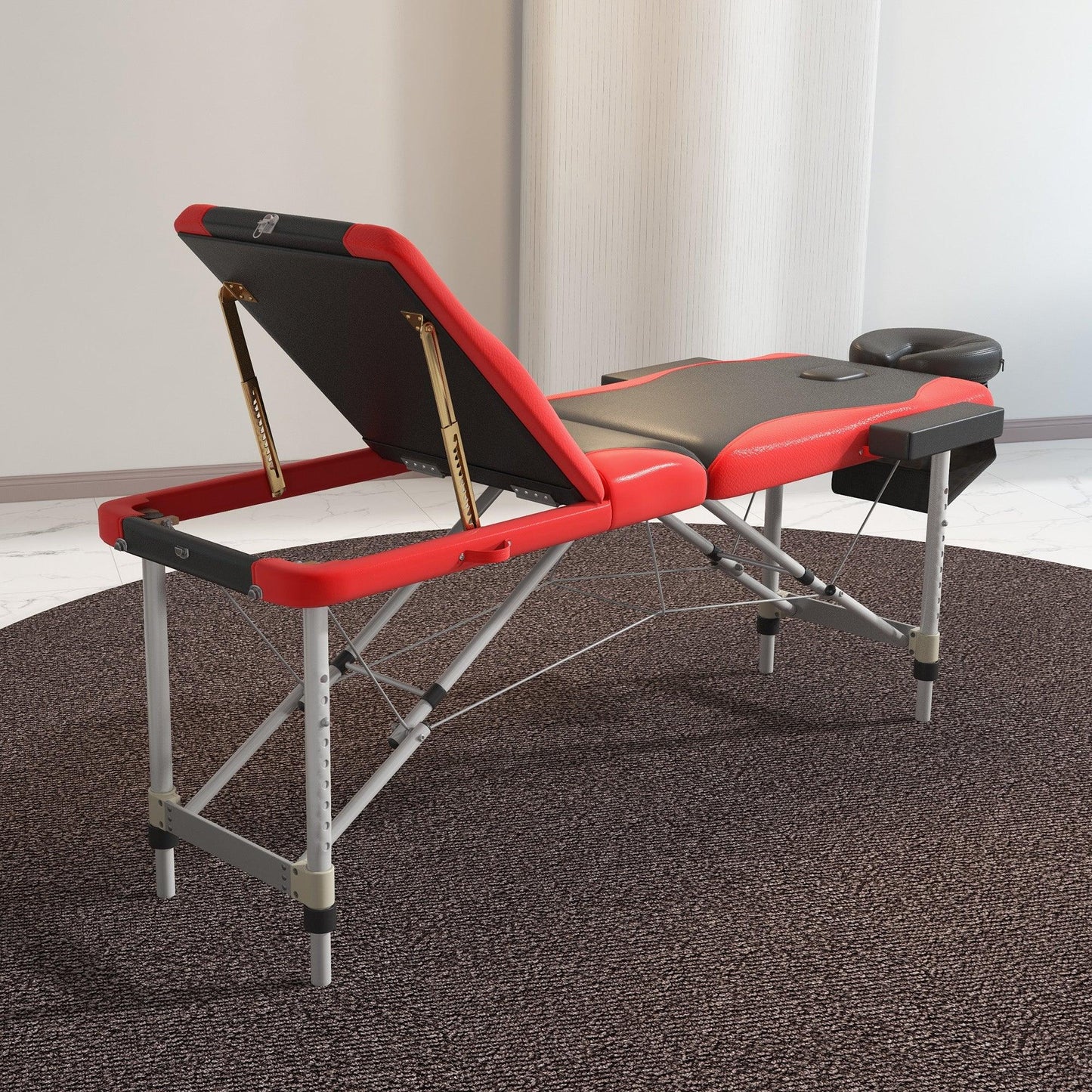 HOMCOM Portable Massage Table Beauty Therapy Couch Bed Spa Aluminum Red - ALL4U RETAILER LTD