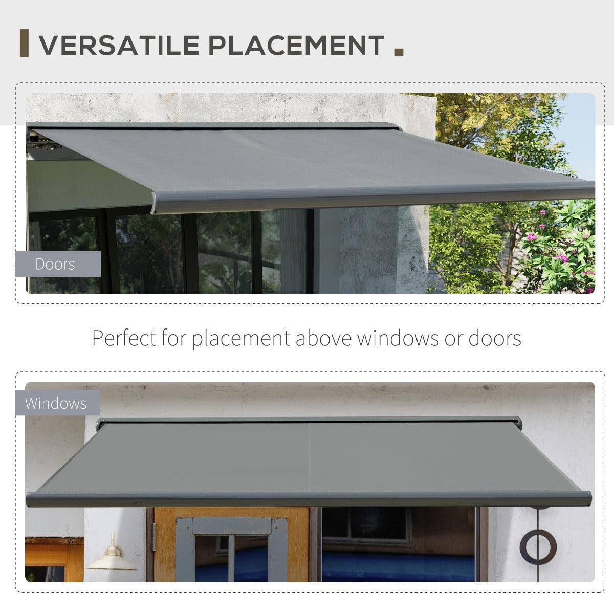 Outsunny Retractable Awning w/ Remote Control, 350x300cm, Grey - ALL4U RETAILER LTD