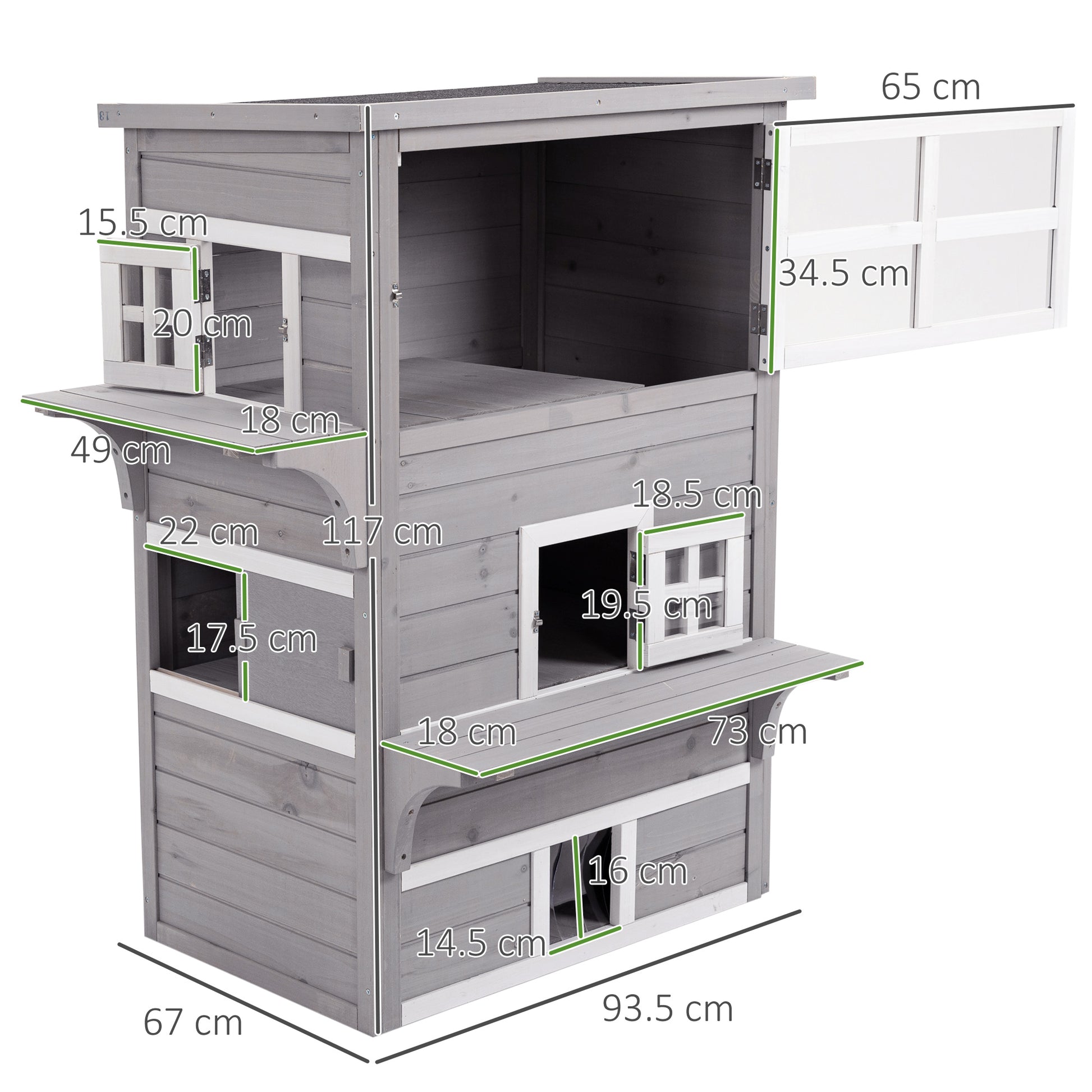 PawHut Multi-Level Wooden Cat Shelter for Indoor and Outdoor Use - ALL4U RETAILER LTD