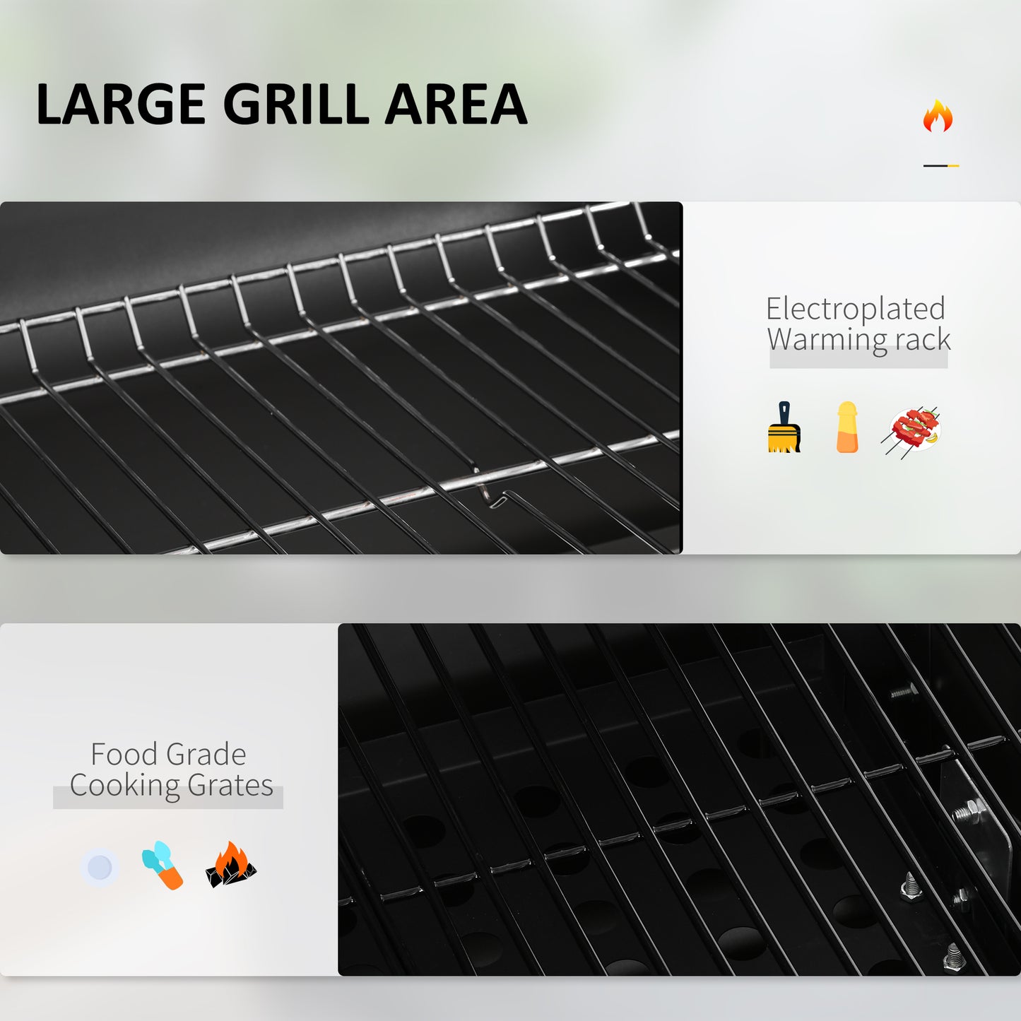 Outsunny Adjustable Height Charcoal BBQ Grill with Thermometer - Black - ALL4U RETAILER LTD