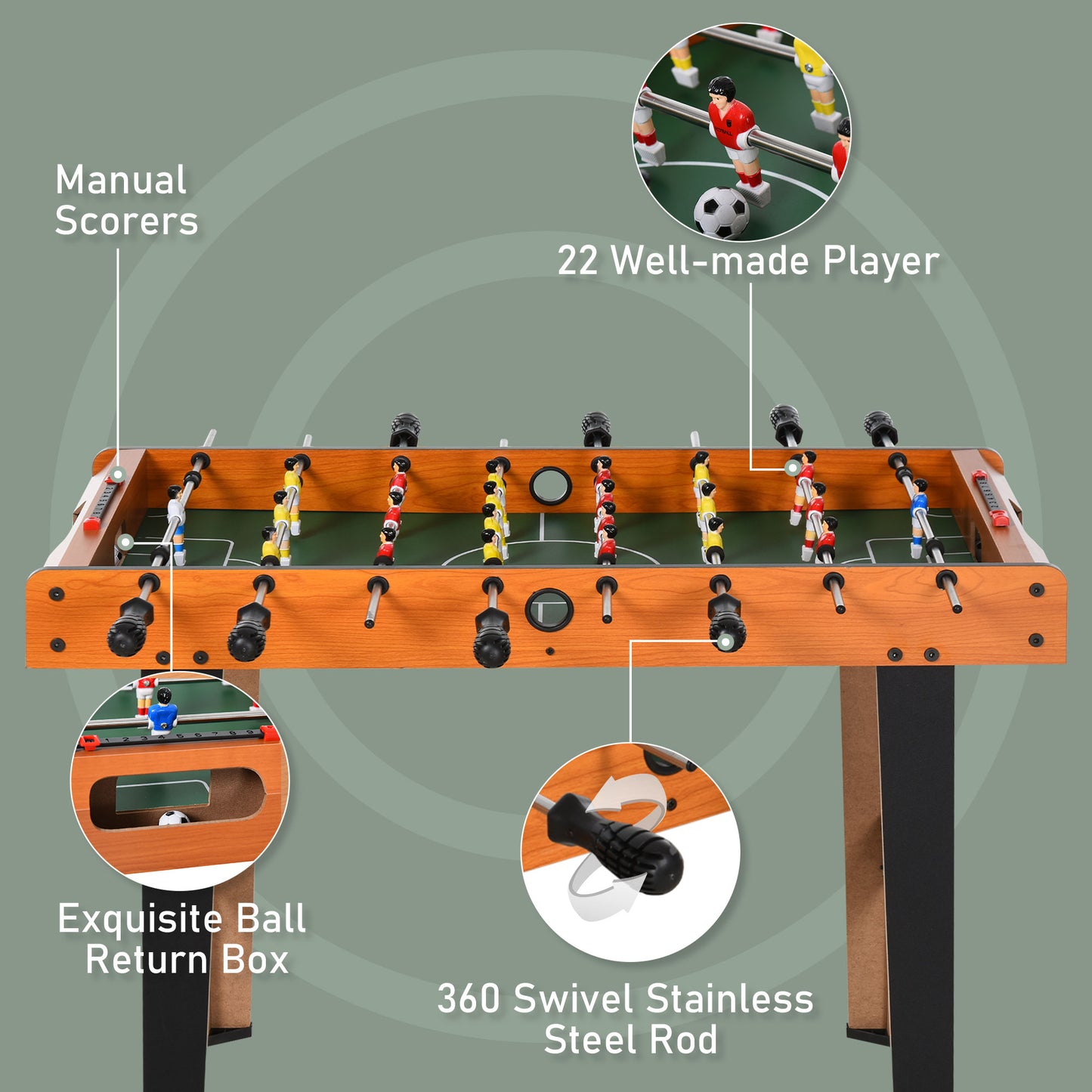 HOMCOM Classic Mini Foosball Table for Home and Office - Heavy Duty 84.5cm with 8 Rods and 2 Balls - ALL4U RETAILER LTD