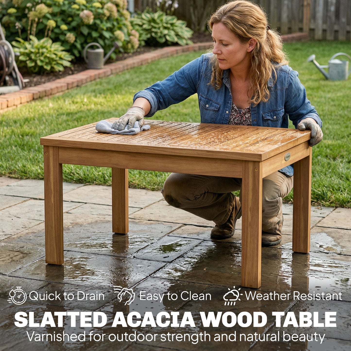 Outsunny 4 Seater Wooden Garden Furniture Set With Loveseat Armchairs And Table In Acacia Wood Cream White