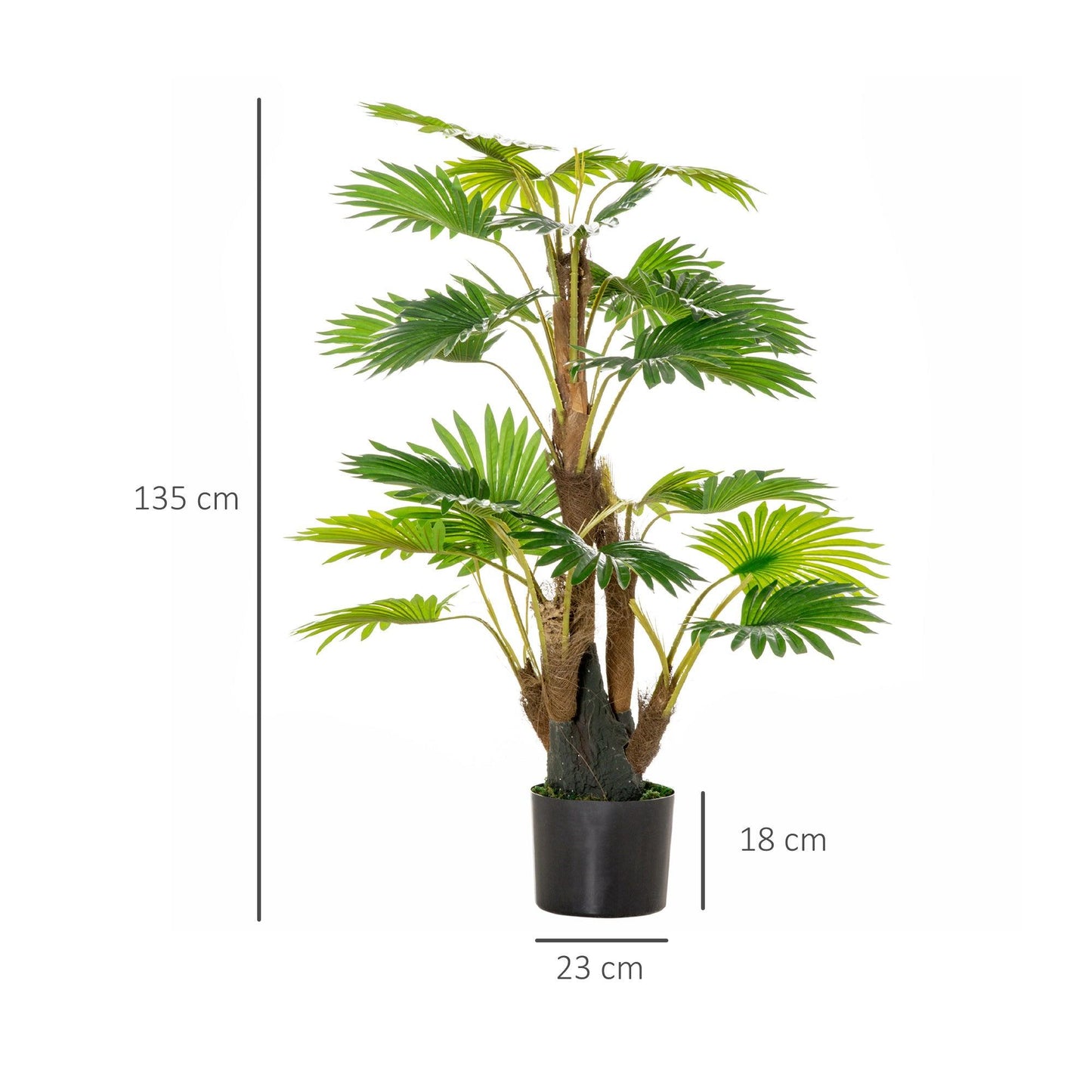 HOMCOM 2 Pack Artificial Plant Palm Tree in Pot, Fake Plants for Home Indoor Outdoor Decor, 135cm, Green - ALL4U RETAILER LTD