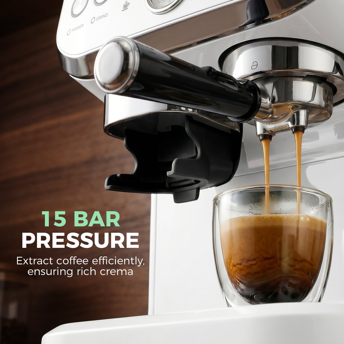 HOMCOM Bean To Cup Espresso Coffee Machine With Integrated Grinder And Steam Wand 15 Bar Pressure White
