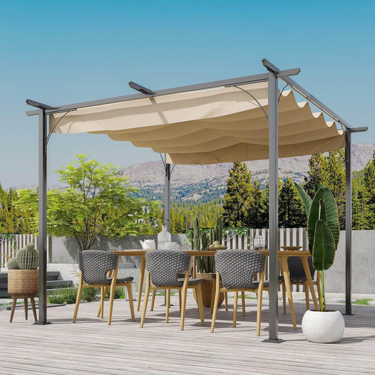 Metal Pergola Gazebo 3x3m with Retractable Roof - ALL4U RETAILER LTD