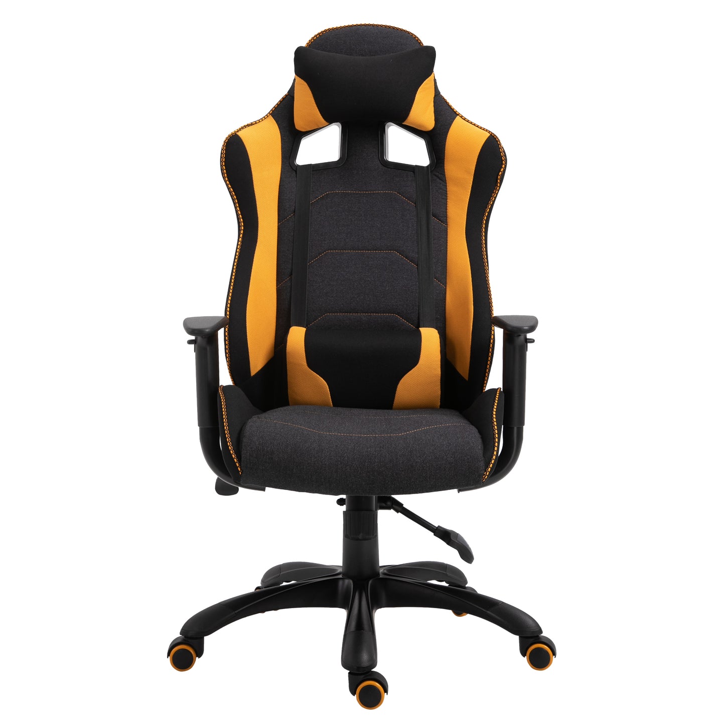 Vinsetto Ergonomic Racing Gaming Chair with Yellow Accents - 360° Swivel, Adjustable Height, Neck & Back Support - ALL4U RETAILER LTD