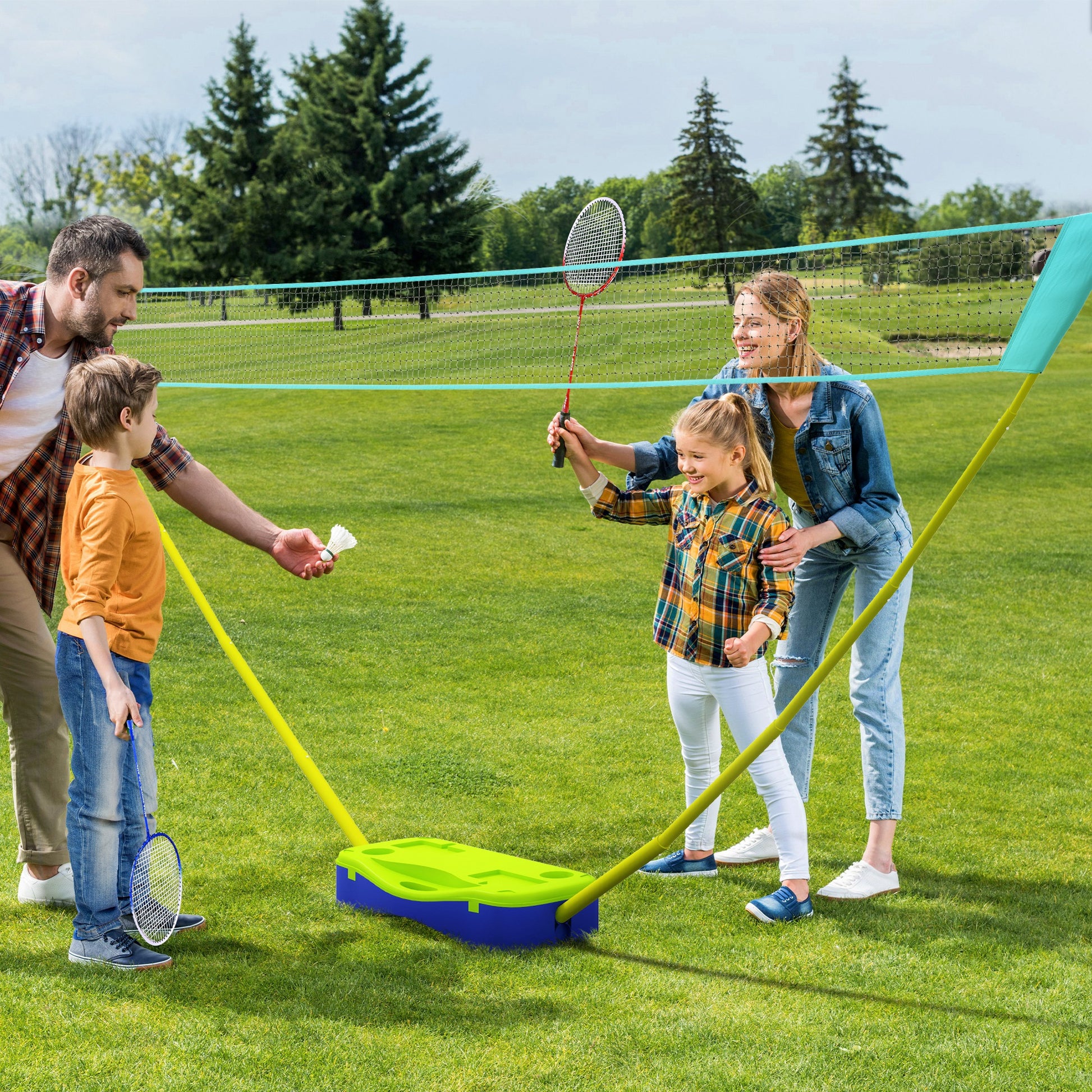 Outsunny Portable Badminton and Volleyball Set with Net, Rackets, Shuttlecocks, and Carry Bag for Outdoor Fun - ALL4U RETAILER LTD