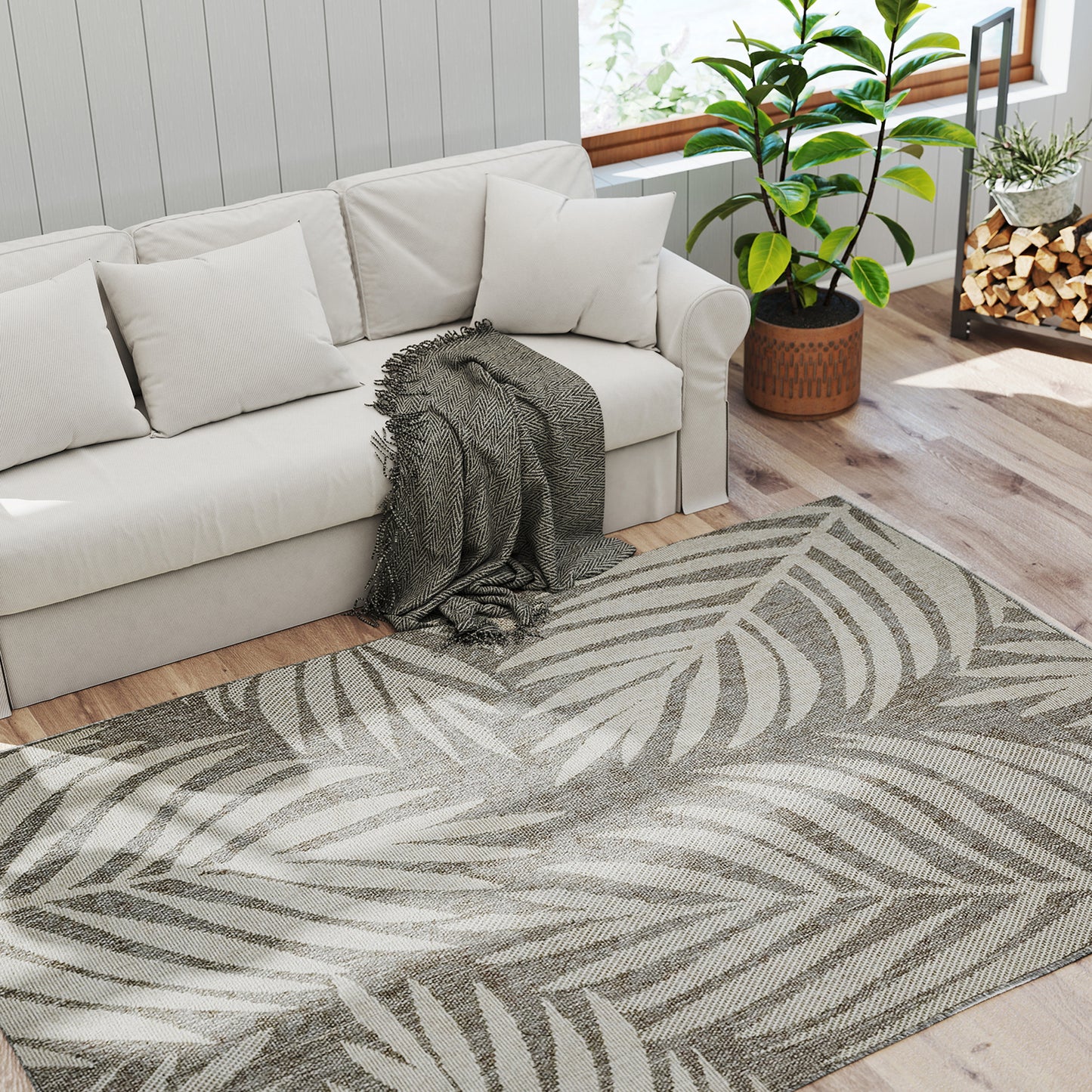 HOMCOM UV Resistant Indoor Outdoor Area Rug 230x160 cm Grey Easy Clean Machine Washable for Patio Garden