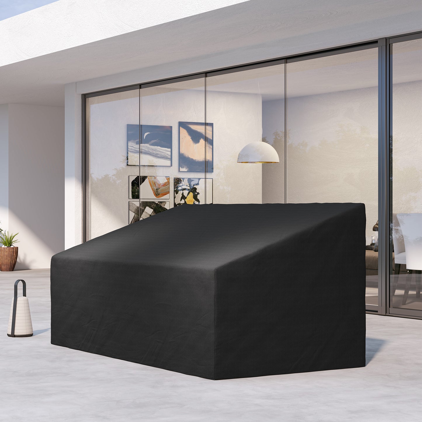 Outsunny 600D Oxford Cloth Waterproof Furniture Cover for 3 Seater Sofa Patio Outdoor Black 218 x 111 x 63 to 101 cm