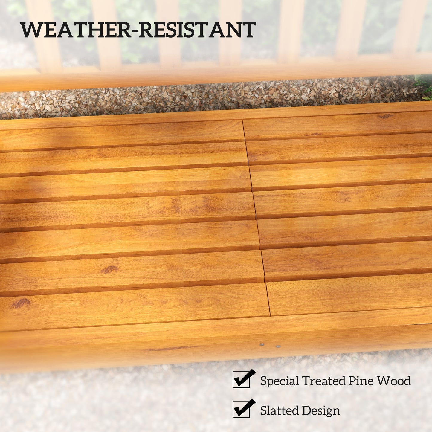 Outsunny Wooden Bench With Liftable Middle Table Outdoor Garden Loveseat For Patio And Porch Seats Two To Three
