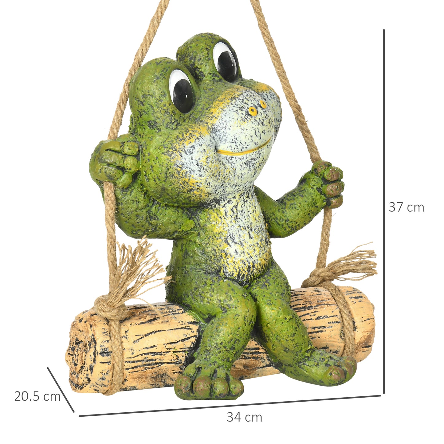 Outsunny Charming Frog Swing Garden Ornament - Vibrant Outdoor Decoration in Green - ALL4U RETAILER LTD