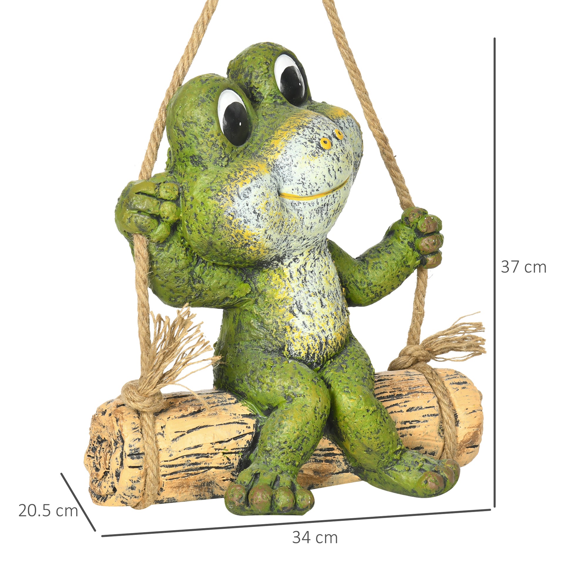 Outsunny Charming Frog Swing Garden Ornament - Vibrant Outdoor Decoration in Green - ALL4U RETAILER LTD