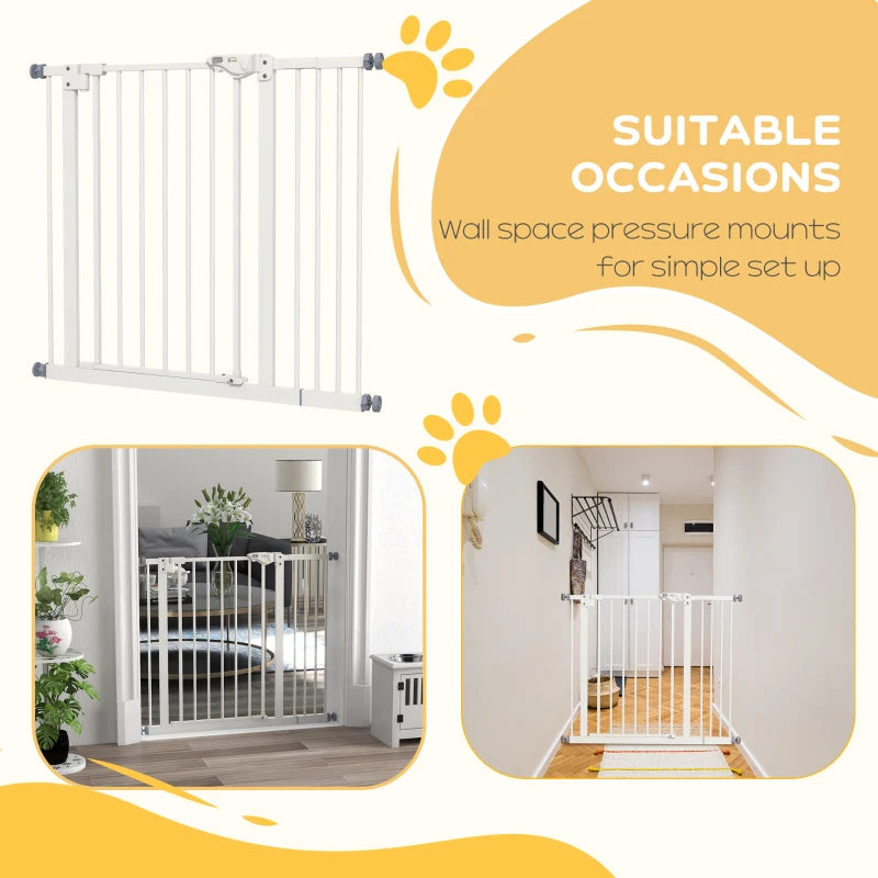 PawHut Metal Adjustable Dog Gate, White, Expands from 74cm to 94cm - Secure Containment for Pets, Easy Installation - Ideal for Home Safety - ALL4U RETAILER LTD