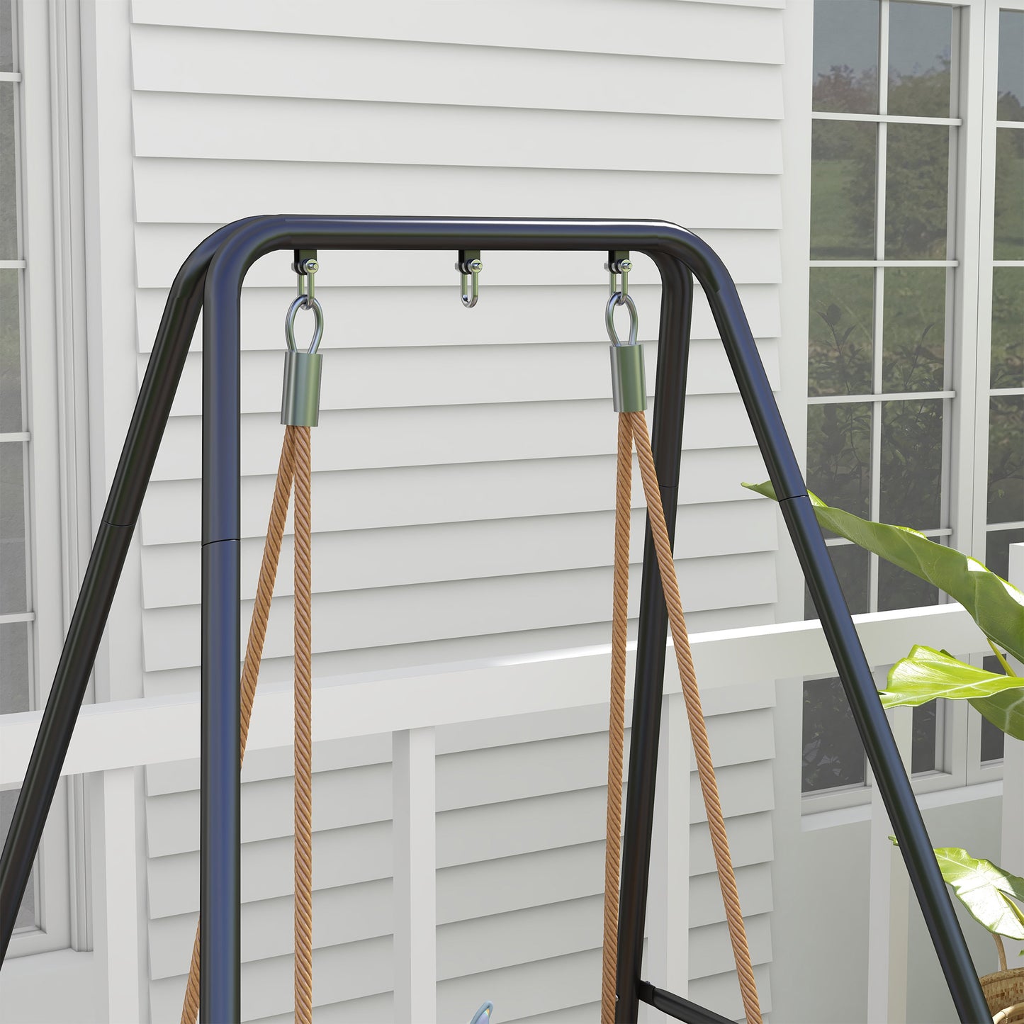 Outsunny Hammock Chair Stand Heavy Duty Metal Frame for Hanging Chairs and Egg Chairs Black for Porch and Patio