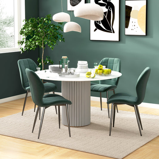 HOMCOM Set of Four Dark Green Flannel Tub Dining Chairs - ALL4U RETAILER LTD