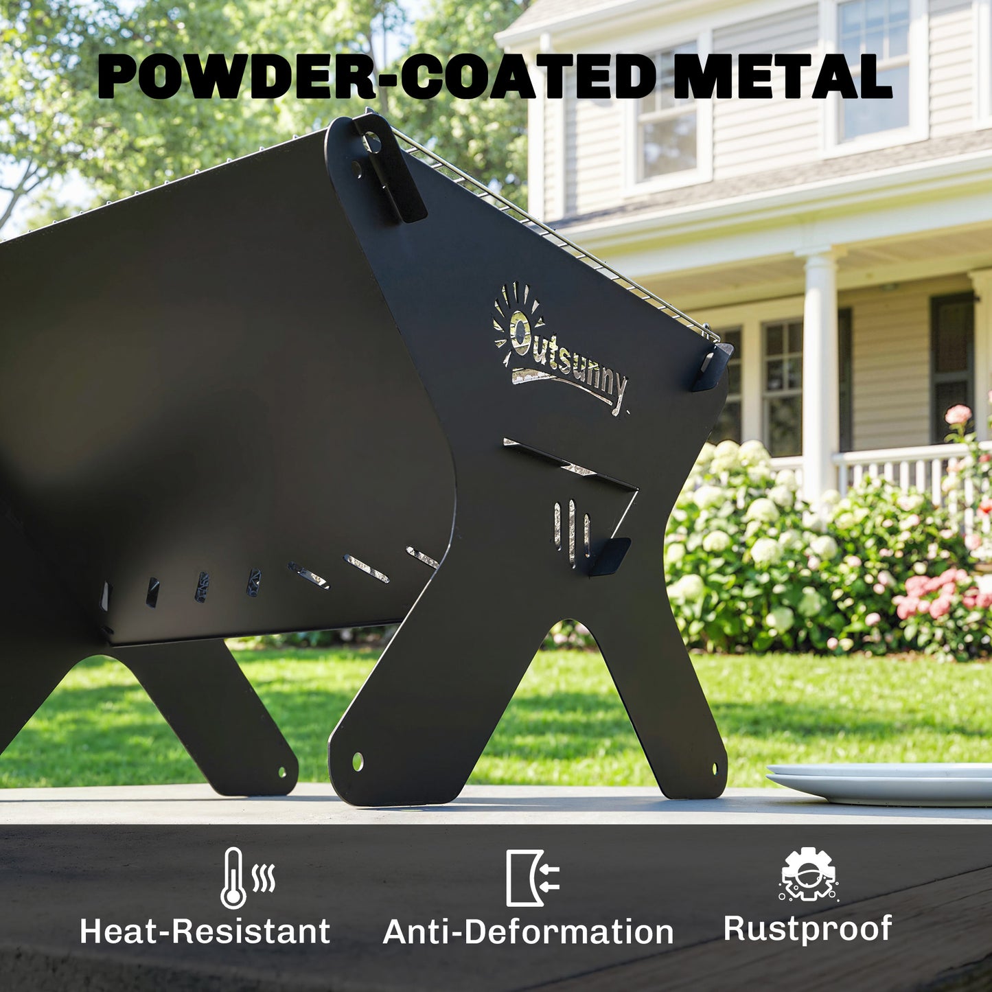 Outsunny 2 In 1 Portable Barbecue Grill And Camping Fire Pit Tabletop Charcoal Grill With Gripper Gloves And Carry Bag