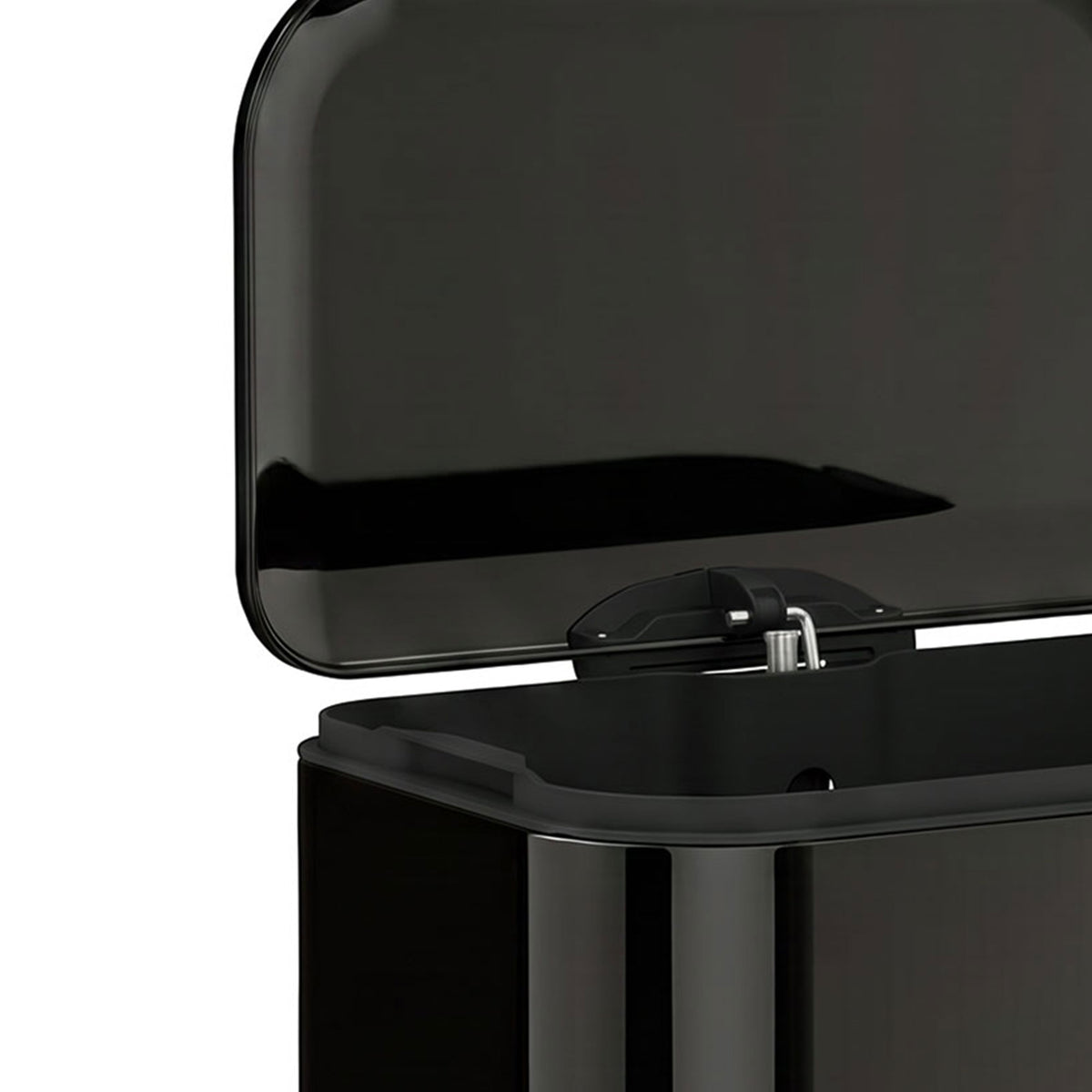 20L kitchen pedal bin with open lid and removable inner bucket, dark finish