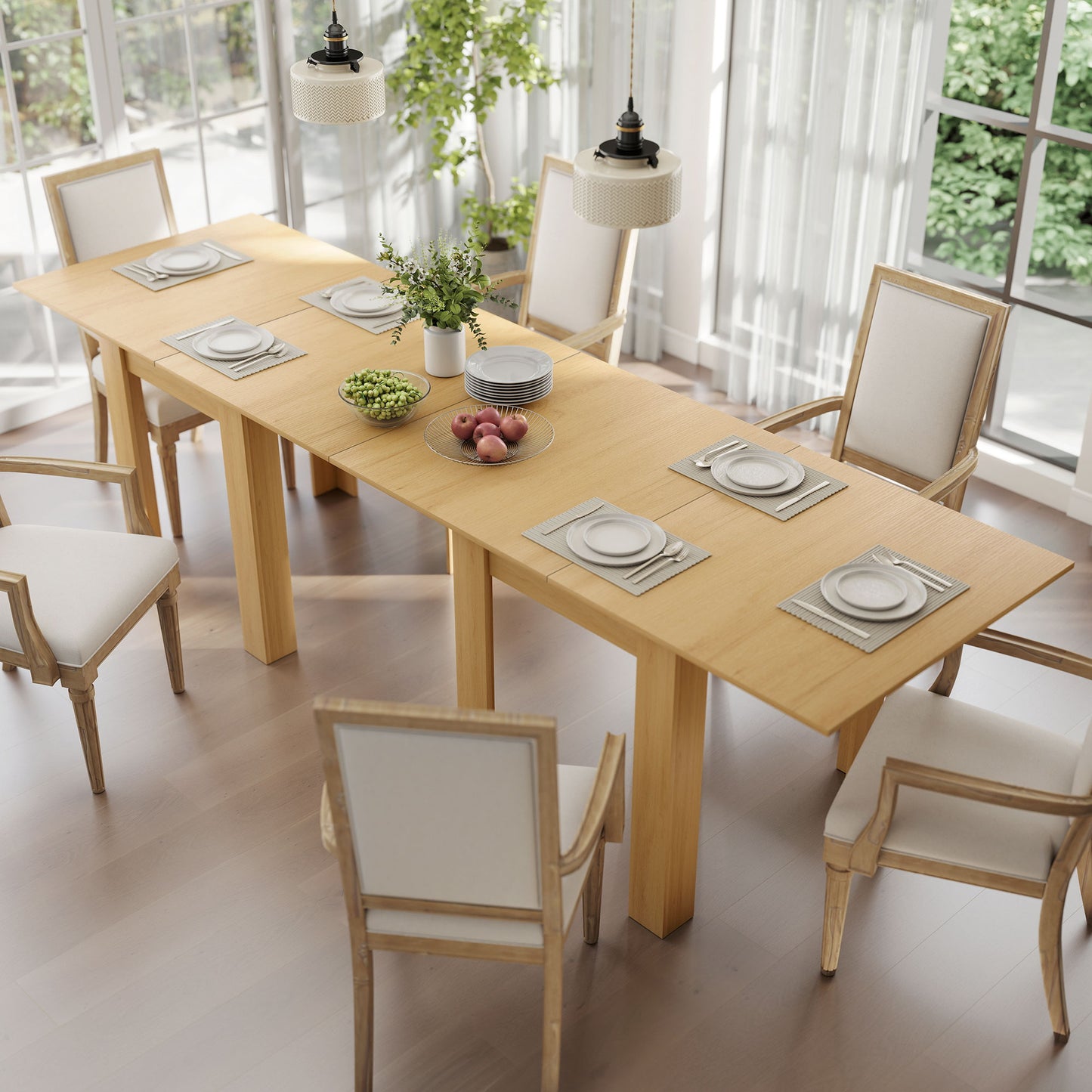 HOMCOM Extendable Rectangular Dining Table For 4 To 6 People 70 To 140 Cm Wood Effect Finish