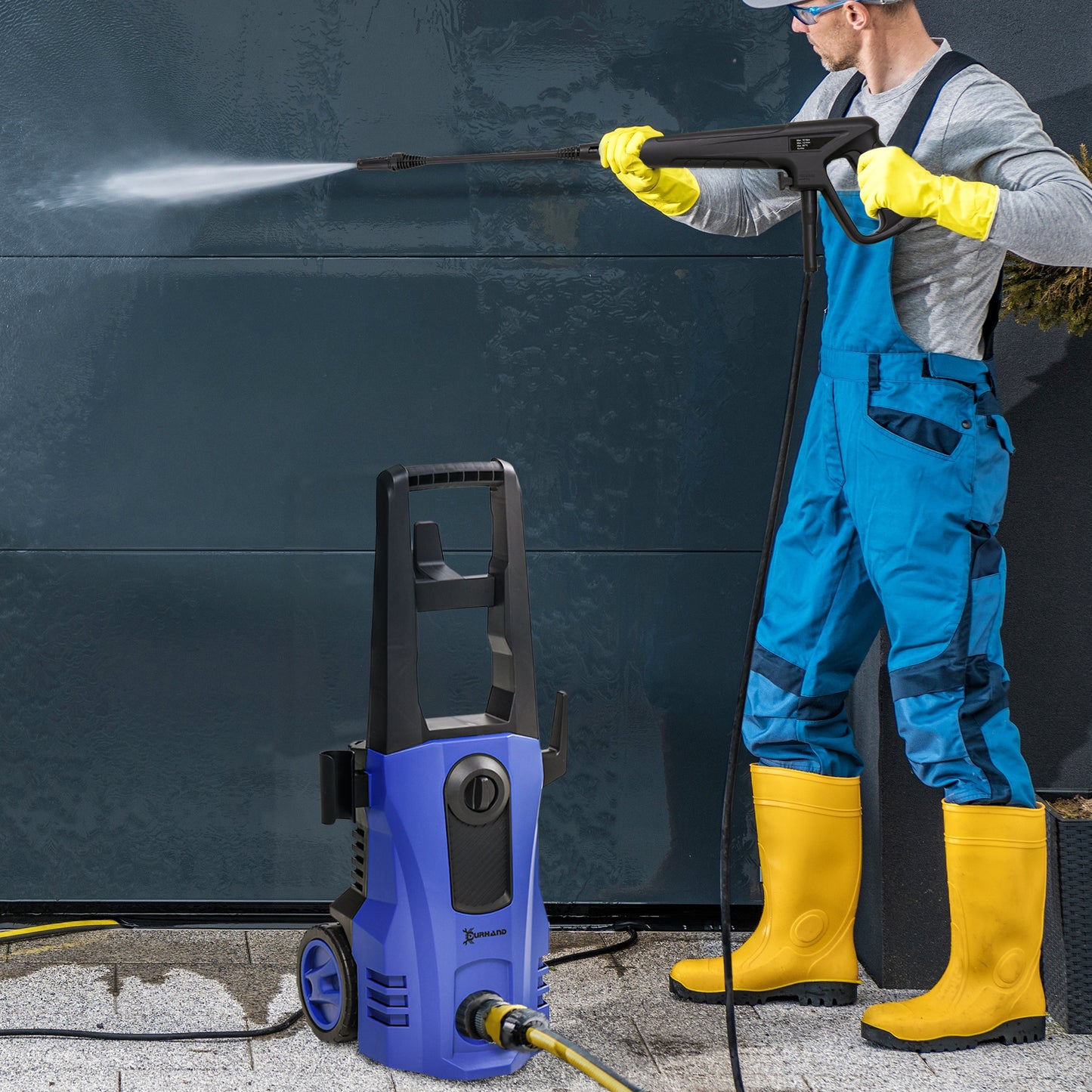 DURHAND 1800W Portable Pressure Washer - 150 Bar, 510 L/h Flow, Adjustable Nozzle, High-Performance Jet Cleaner in Blue - ALL4U RETAILER LTD